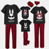 Matching Easter Family Pajamas Happy Easter Bunny Bow Tie Black Pajamas Set