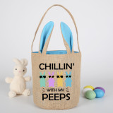 Easter Bunny Ears Canvas Bag Happy Easter Happy Easter Chillin With My Peeps Sunglass Bunny Round Bottom Handbag
