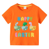 Easter Day Kids Top T-shirts Happy Easter Dinosaur Egg T-shirts For Boys And Girls