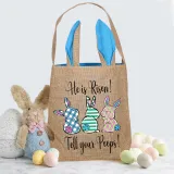 Easter Bunny Ears Canvas Bag Happy Easter Happy Easter He Is Risen Tell Your Peeps Square Bottom Handbag