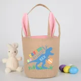 Easter Bunny Ears Canvas Bag Happy Easter Happy Easter Happy Eastrawr Dinosaur Round Bottom Handbag