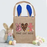 Easter Bunny Ears Canvas Bag Happy Easter Happy Easter Peace Love Easter Square Bottom Handbag