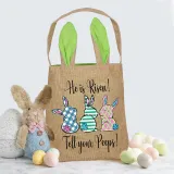 Easter Bunny Ears Canvas Bag Happy Easter Happy Easter He Is Risen Tell Your Peeps Square Bottom Handbag