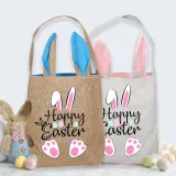 Easter Bunny Ears Canvas Bag Happy Easter Happy Easter Love Rabbit Square Bottom Handbag