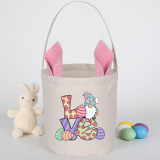 Easter Bunny Ears Canvas Bag Happy Easter Happy Easter Love Round Bottom Handbag