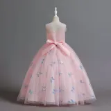 Toddler Girls Sleeveless Sequin Butterfly Embroidery Formal Maxi Puffy Dress