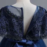 Toddler Girls Lace Shawl Boeknot Belt Formal Maxi Dress