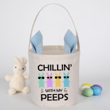 Easter Bunny Ears Canvas Bag Happy Easter Happy Easter Chillin With My Peeps Sunglass Bunny Round Bottom Handbag