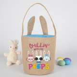 Easter Bunny Ears Canvas Bag Happy Easter Happy Easter Chillin With My Peeps Round Bottom Handbag