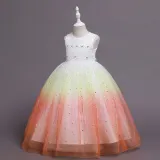 Toddler Girls Sleeveless Sequin Embroidery Gradient Formal Maxi Puffy Dress