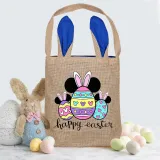 Easter Bunny Ears Canvas Bag Happy Easter Happy Easter Cartoon Mouse Eggs Square Bottom Handbag