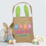 Easter Bunny Ears Canvas Bag Happy Easter Happy Easter Egg Hunting Crew Square Bottom Handbag