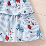 Toddler Girls Sling Bowknot Belt Dress Floral A-line Casual Dress