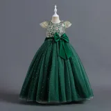 Toddler Girls Sleeveless Embroidery Bowknot Formal Maxi Dress