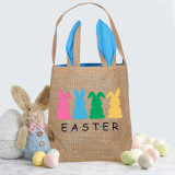 Easter Bunny Ears Canvas Bag Happy Easter Happy Easter Colorful Bunny Square Bottom Handbag
