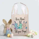 Easter Bunny Ears Canvas Bag Happy Easter Happy Easter He Is Risen Tell Your Peeps Square Bottom Handbag
