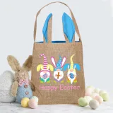 Easter Bunny Ears Canvas Bag Happy Easter Happy Easter Gnomies Rabbit Square Bottom Handbag
