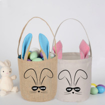 Easter Bunny Ears Canvas Bag Happy Easter Happy Easter Square Hip Hop Rabbit With Glasses Round Bottom Handbag