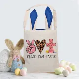 Easter Bunny Ears Canvas Bag Happy Easter Happy Easter Peace Love Easter Square Bottom Handbag