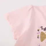 Toddler Girls Short Sleeve Cute Cat Sequin Stars Mesh Tutu Dress