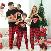 Family Matching Pajamas Exclusive Design Cartoon Mice Lollipop Black Pajamas Set
