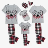 Family Matching Pajamas Exclusive Design Cartoon Mice Love Heart Gray Pajamas Set