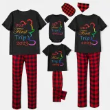 Family Matching Pajamas Exclusive Design Our First Trip 2023 Black Pajamas Set
