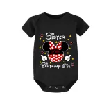 Family Matching Pajamas Girls Birthday Celebration Design Name Custom Mice Black Family Pajamas Set