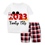Family Matching Pajamas Exclusive Design Cartoon Mice 2023 Family Trip White Pajamas Set