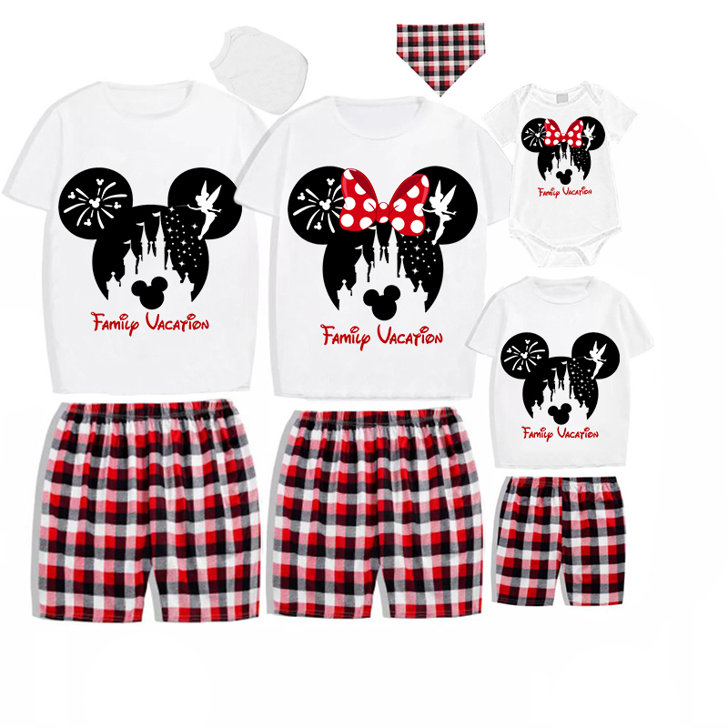Family Matching Pajamas Exclusive Design Cartoon Mice Family Vacation Fairy White Pajamas Set