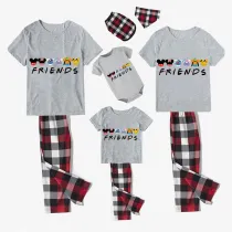 Family Matching Pajamas Exclusive Design Cartoon Mice Dogs Friends Gray Pajamas Set