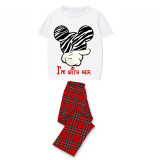 Family Matching Pajamas Exclusive Design Cartoon Mice I am With Her Him Them Gray Pajamas Set