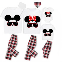 Family Matching Pajamas Exclusive Design Cartoon Mice With Sunglasses White Pajamas Set