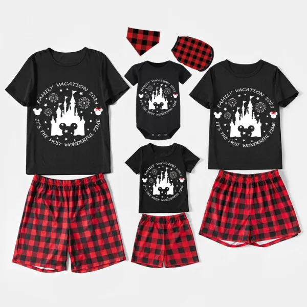 Family Matching Pajamas Exclusive Design Vacation It's The Most Wonderful Time Black Pajamas Set