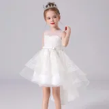 Toddler Girls Sleeveless Embroidery Bowknot Belt Formal Gowns Fishtail Dress