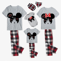 Family Matching Pajamas Exclusive Design Cartoon Mice Castle Gray Pajamas Set