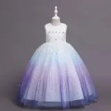 Toddler Girls Sleeveless Sequin Embroidery Gradient Formal Maxi Puffy Dress