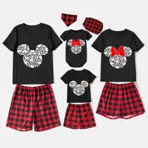 Family Matching Pajamas Exclusive Design Cartoon Mice Heart Black Pajamas Set