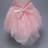 Toddler Girls Sleeveless Butterfly Embroidery Boeknot Belt Formal Maxi Puffy Dress
