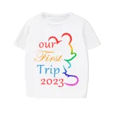 Family Matching Pajamas Exclusive Design Our First Trip 2023 White Pajamas Set