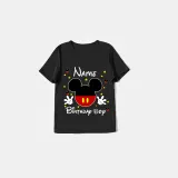 Family Matching Pajamas Boys Birthday Name Custom Celebration Mice Black Pajamas Set