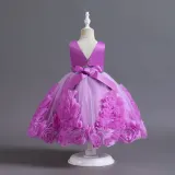 Toddler Girls Sleeveless Glittering Belt Cake Dress Formal Midi Dress