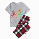 Family Matching Pajamas Exclusive Design Rainbow Believe Gray Pajamas Set