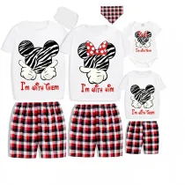 Family Matching Pajamas Exclusive Design Cartoon Mice I am With Her Him Them White Pajamas Set