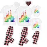 Family Matching Pajamas Exclusive Design Rainbow Castle White Pajamas Set