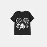 Family Matching Pajamas Exclusive Design Cartoon Mice Love Heart Black Pajamas Set