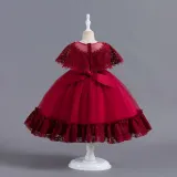Toddler Girls Lace Shawl Boeknot Belt Formal Maxi Dress