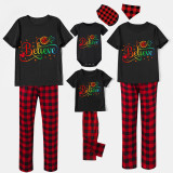 Family Matching Pajamas Exclusive Design Rainbow Believe Black Pajamas Set