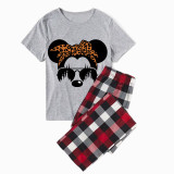Family Matching Pajamas Exclusive Design Cartoon Mice Leopard Sunglass Gray Pajamas Set