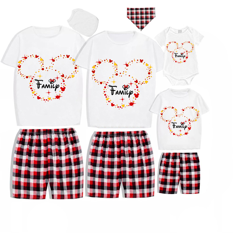 Family Matching Pajamas Exclusive Design Family Cartoon Mice White Pajamas Set